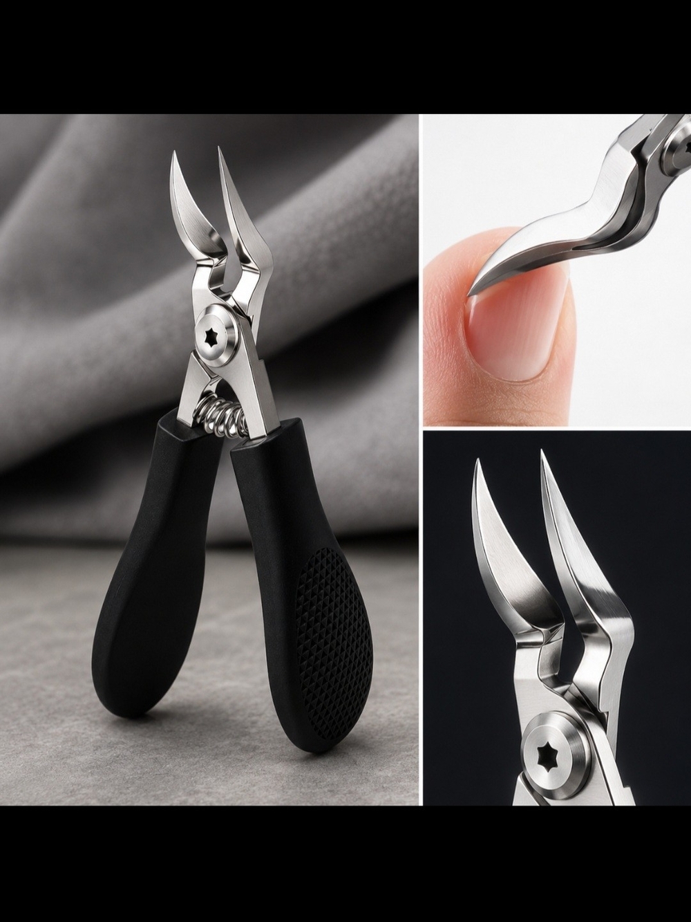 Precision Stainless Steel Black Handle Cuticle Nipper for Men Or Women Grooming